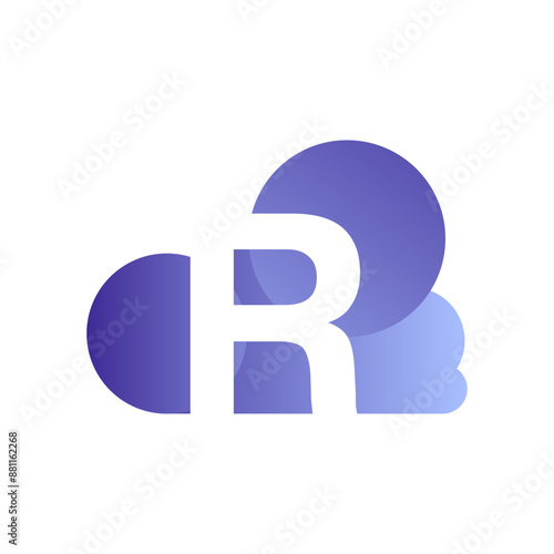 Minimal Letter R cloud logo vector template