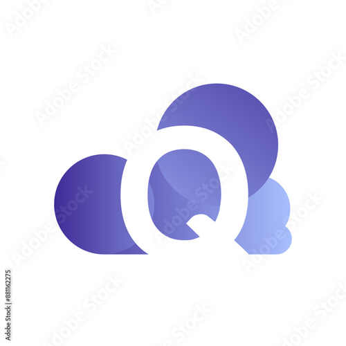 Minimal Letter Q cloud logo vector template