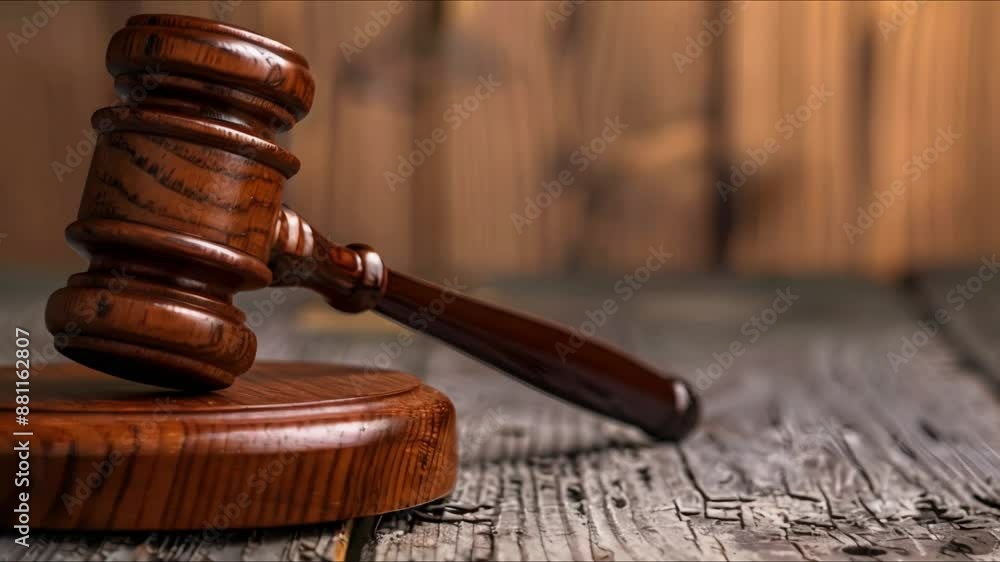 The Concept of the Legal System: Judge's Gavel on a Wooden Table in a Courtroom. Concept Legal System, Judge's Gavel, Wooden Table, Courtroom, Justice The Concept of the Legal System: Judge's Gavel on a Wooden Table in a Courtroom. Concept Legal System, Judge's Gavel, Wooden Table, Courtroom, Justice