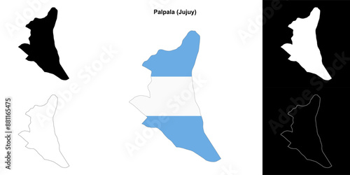 Palpala department (Jujuy) outline map set