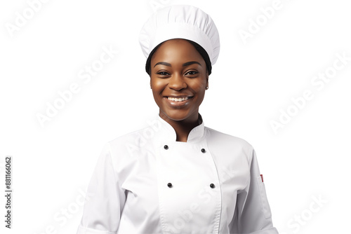 Women chef isolated on transparent background png cutouts. Images for graphic designers. Black women. Image for flyers. Topics related to cooking. Cooking world. Job offer. Recruitment. Africa.