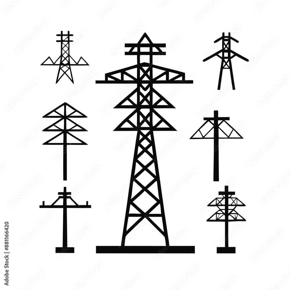 power line icon and logo isolated on a white background power line icon and logo isolated on a white background