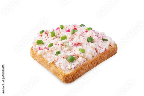 Radish butter sandwich n a white isolated background photo