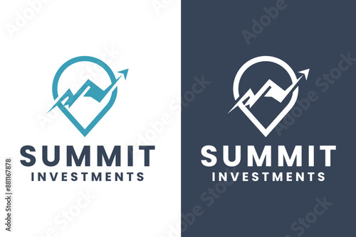 Investment Summit financial logo design, Mountain and arrow logo