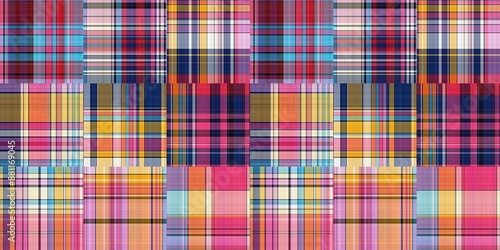 Quadro su tela Cozy plaid patterns seamless border background in colorfull autum fall home decor