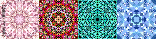Seamless geometrical mandala pattern set