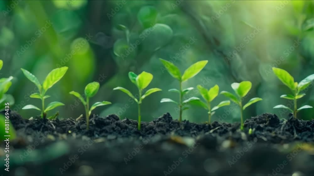Promoting environmental conservation and Earth Day: Young trees sprouting from soil. Concept Environmental Conservation, Earth Day, Young Trees, Soil Sprouting, Sustainable Initiatives Promoting environmental conservation and Earth Day: Young trees sprouting from soil. Concept Environmental Conservation, Earth Day, Young Trees, Soil Sprouting, Sustainable Initiatives