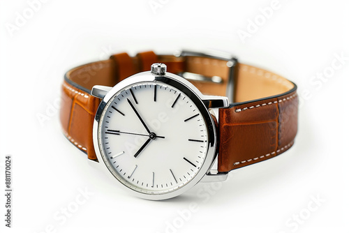 Wallpaper Mural A watch with a brown band and a white face Torontodigital.ca