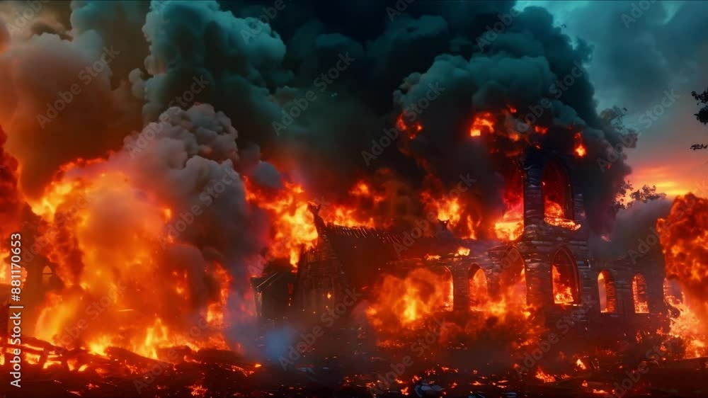Viking barbarians raid a burning medieval village in immersive D animation. Concept Animation, Viking, Barbarians, Medieval, Village Viking barbarians raid a burning medieval village in immersive D animation. Concept Animation, Viking, Barbarians, Medieval, Village