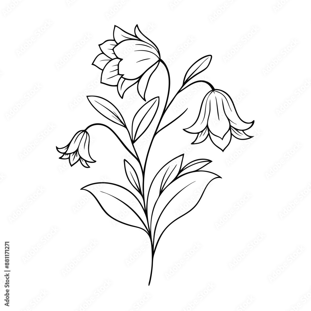 Naklejka premium simple flower outline isolated on a white background 