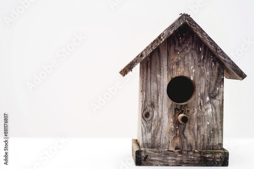 Wooden Bird House Hanging Image Isolated on Solid Background