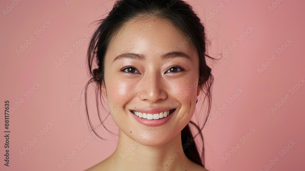 Radiant Asian Woman with Flawless Skin Smiling Joyfully Radiant Asian Woman with Flawless Skin Smiling Joyfully
