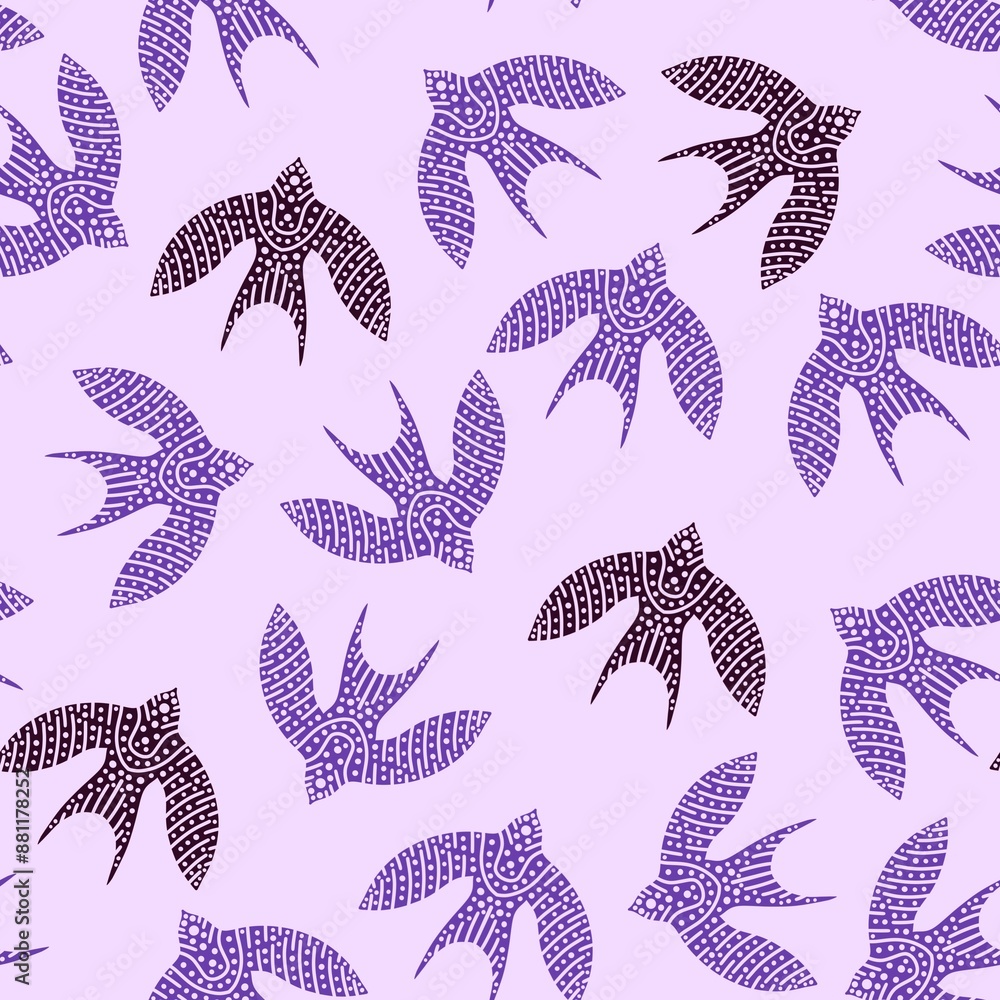 Naklejka premium Ethnic birds seamless Ukraine pattern for wrapping paper and fabrics and linens