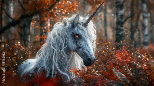 Miracle unicorn in the forest photo