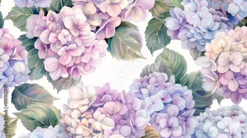 Vibrant Hydrangea Flowers Background in Soft Pastel Colors