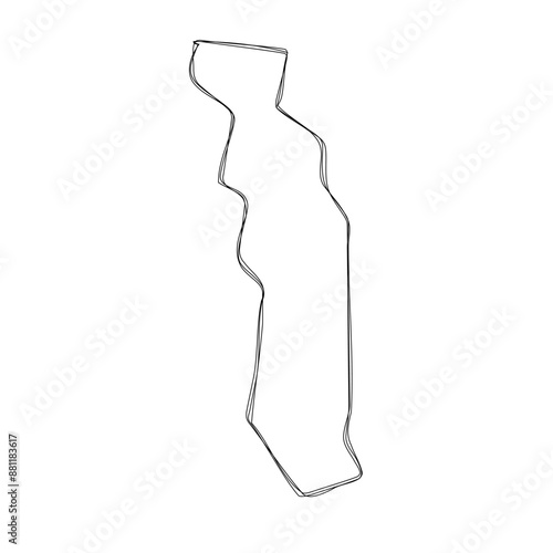 Togo country simplified map.Thin triple pencil sketch outline isolated on white background. Simple vector icon