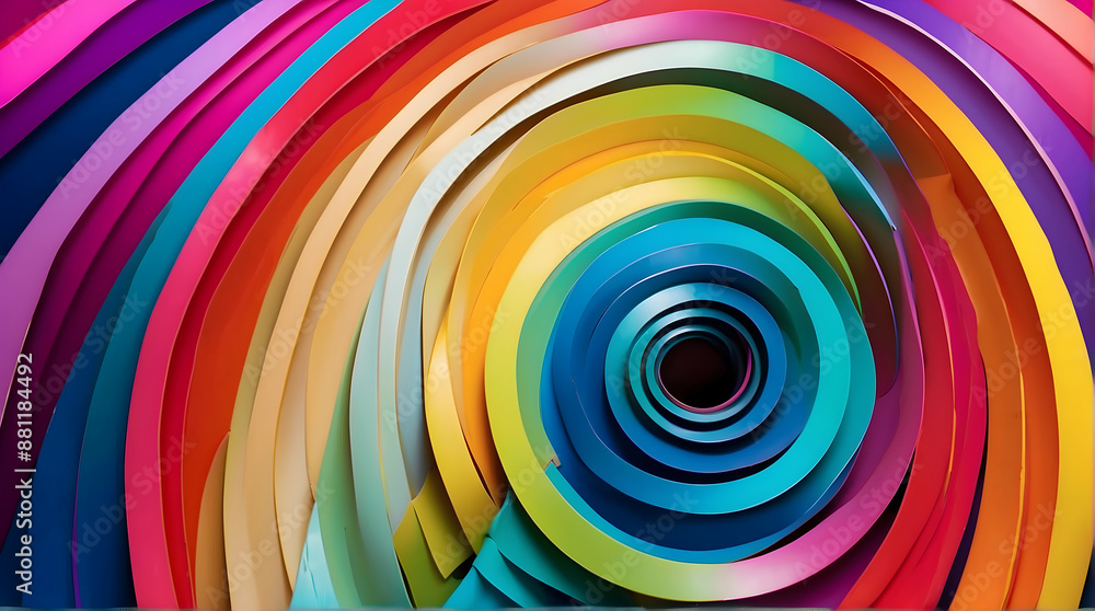 Naklejka premium Colorful spiral paper art installation