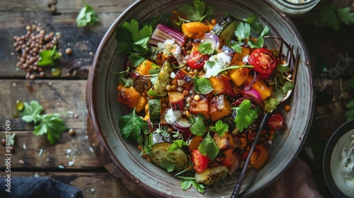 Wallpaper Mural Fall Roasted Vegetable and Lentil Salad with Pine Nut Cream Torontodigital.ca