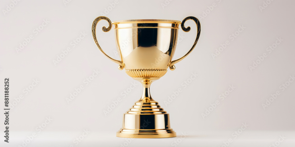Golden Trophy Cup on White Background - Symbol of Victory and Achievement Golden Trophy Cup on White Background - Symbol of Victory and Achievement
