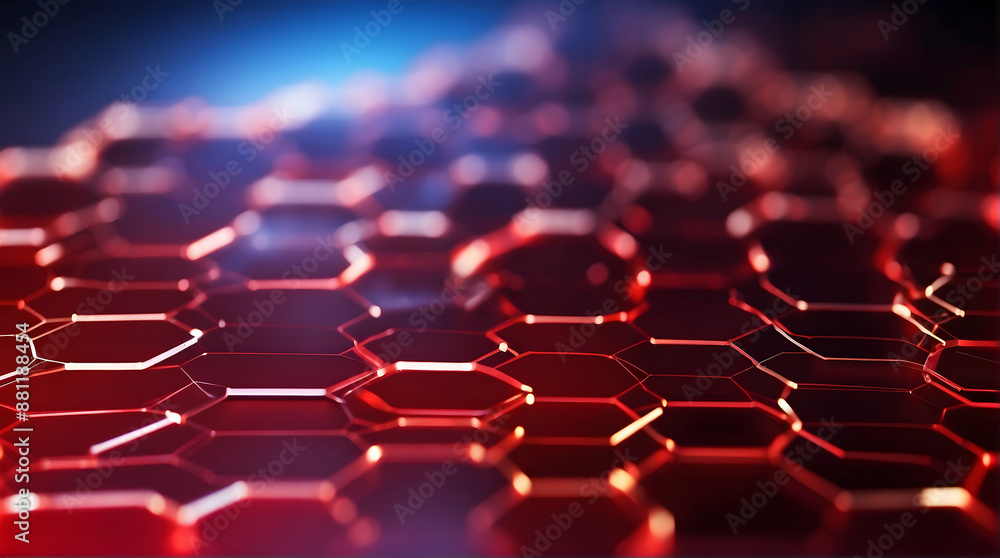 Glowing red hexagonal pattern background Glowing red hexagonal pattern background