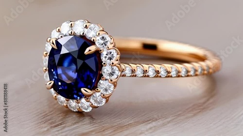 Stunning sapphire and diamond ring with a unique halo design, featuring a large sapphire stone surrounded by a halo of diamonds. 
