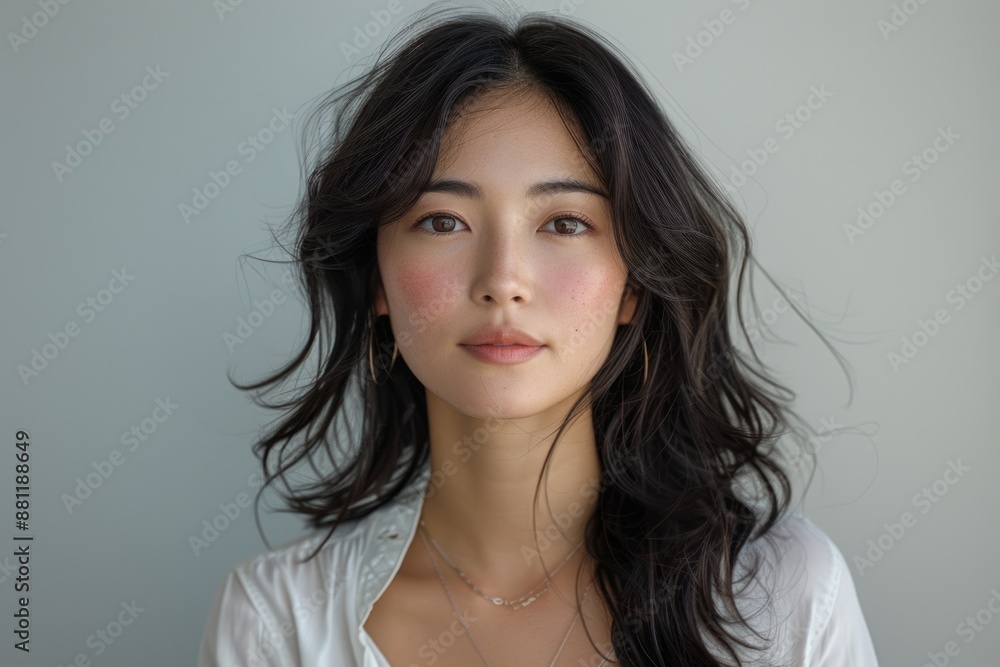 Young Asian Woman with Natural Look and Messy Hair. Young Asian Woman with Natural Look and Messy Hair.