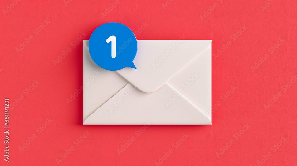 New Email Notification on Red Background. Incoming Message Alert New Email Notification on Red Background. Incoming Message Alert
