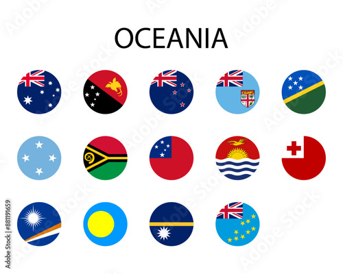 Round flags of Oceania countries
