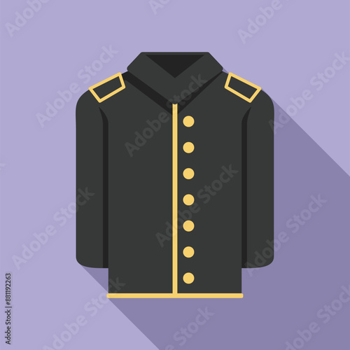 Black jacket with golden buttons and shoulder straps, usually worn by doormen