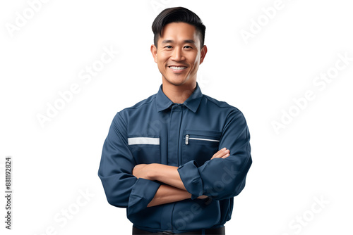 Asian men mechanic on transparent background png cutouts. Images for graphic designers. Image for flyers. Topics related to mechanic. Mechanic world. Job offer. Recruitment. Asia. Asian. China. Japan. photo