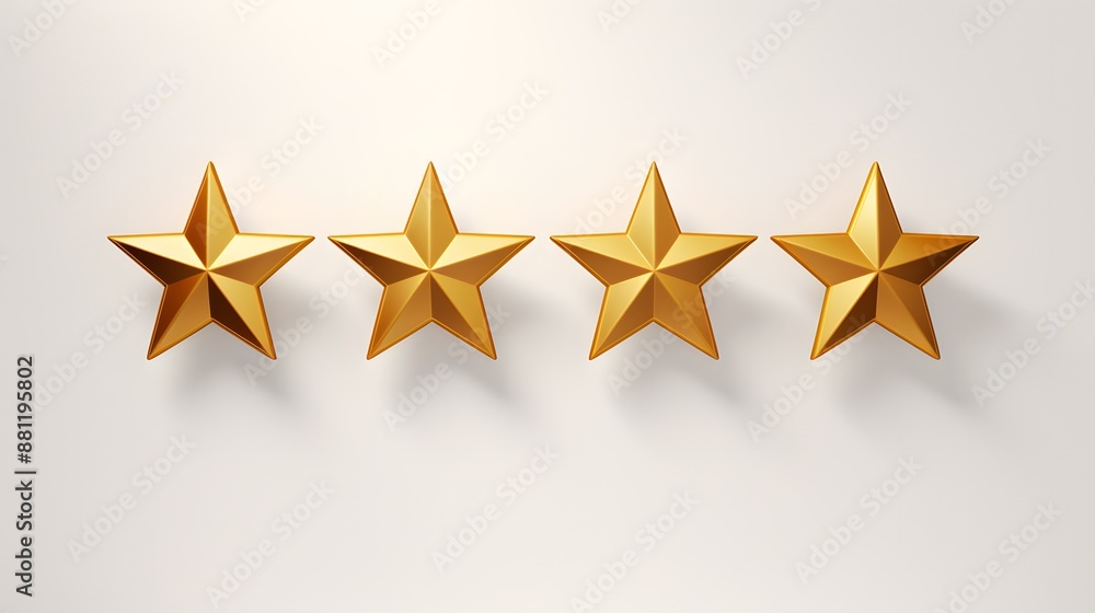 Quality Program Stars Four gold stars for quality assessment isolated on white background ...
