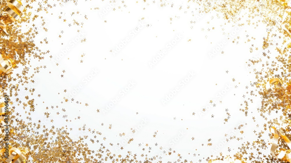 Gold star confetti scattered on white background Gold star confetti scattered on white background