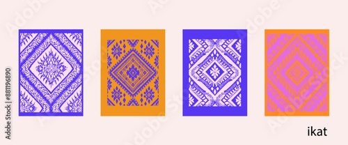 Pink Ikat pattern ornament, fabric artistic design