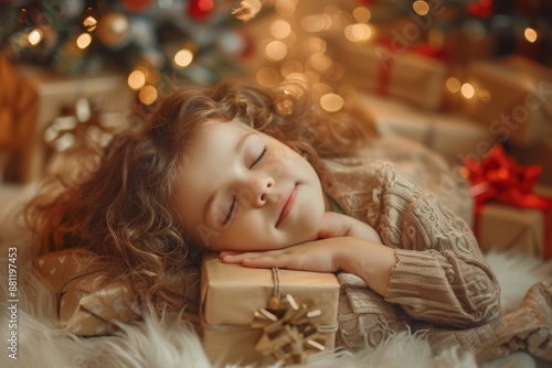 Cozy bedding cradles her signaling warmth and comfort. Beautiful repose her gentle face epitomizes childlike innocence. Tranquility of childhood captured peaceful slumber.