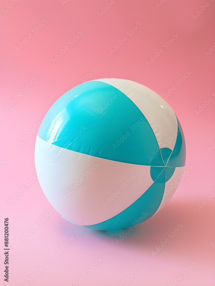 Turquoise and White Beach Ball on a pink Background. Summer Wallpaper Turquoise and White Beach Ball on a pink Background. Summer Wallpaper