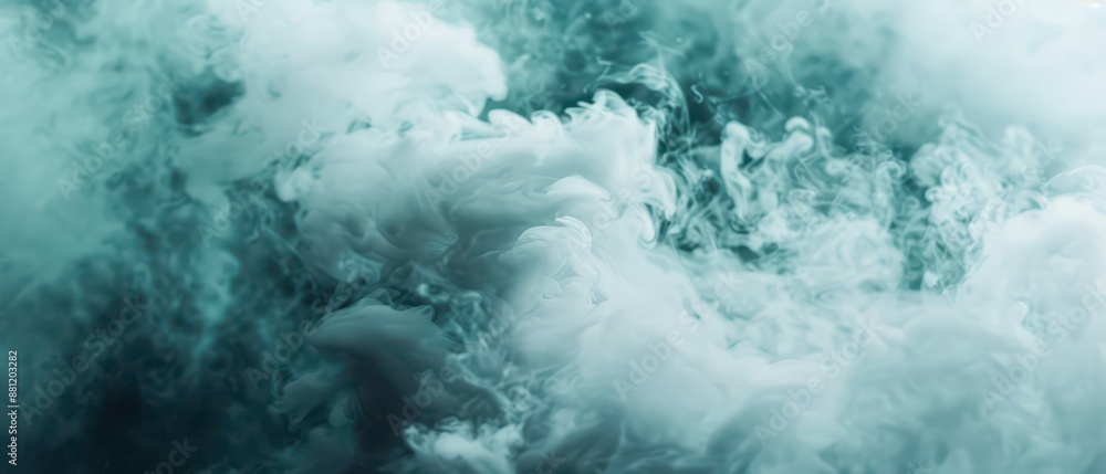 Abstract Teal and White Smoke Swirls in Water Abstract Teal and White Smoke Swirls in Water