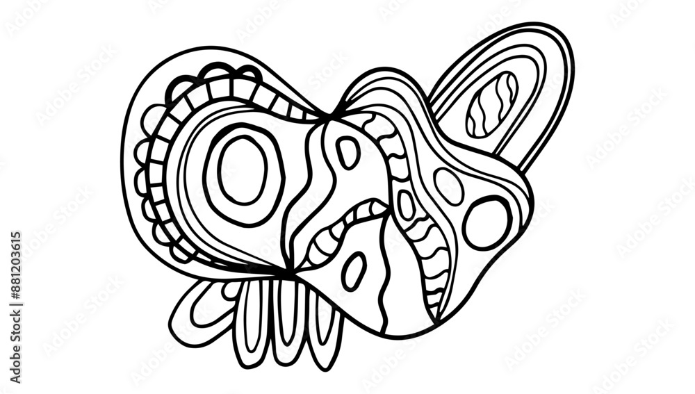 Obraz premium Creative fantasy doodle abstraction for coloring book, crazy surrealistic shape for card isolated on white.
