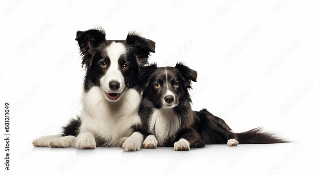 Black and white Border Collie with Puppy Black and white Border Collie with Puppy