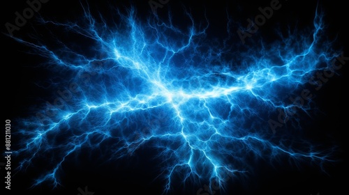 Vivid electric blue lightning on dark background, 3d rendering for striking visual impact