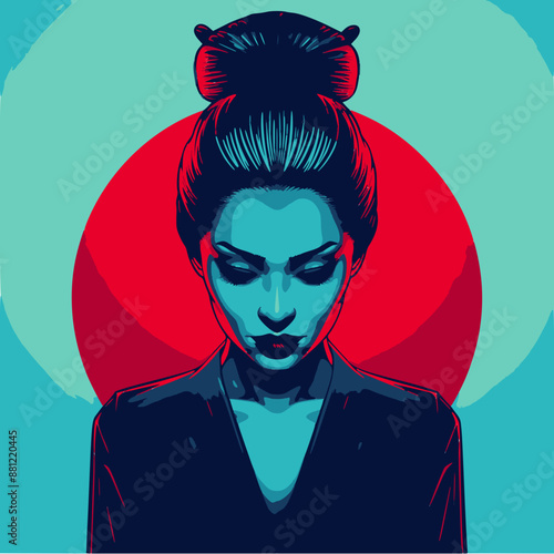 A woman with tranquil expression and elegant posture embody deep emotional and spiritual connection.