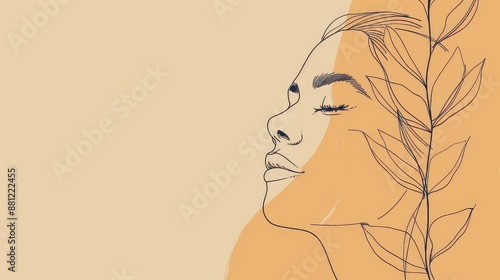 Serene Profile of Female Face with Botanical Element