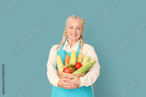 Mature female farmer with w...