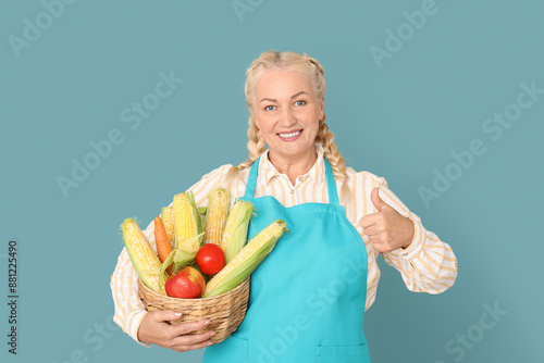 Mature female farmer with w...