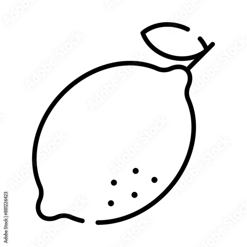 Lemon fruit black line icon