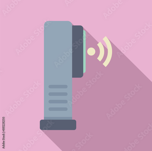 Air purifier working with signal on, removing dust and germs from the air