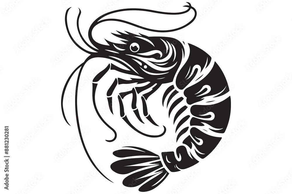 Black shrimp silhouette style vector illustration art isolated on transparent background - Generative AI
Black shrimp silhouette style vector illustration art isolated on transparent background - Generative AI