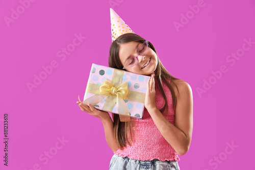 Happy little girl with Birt...