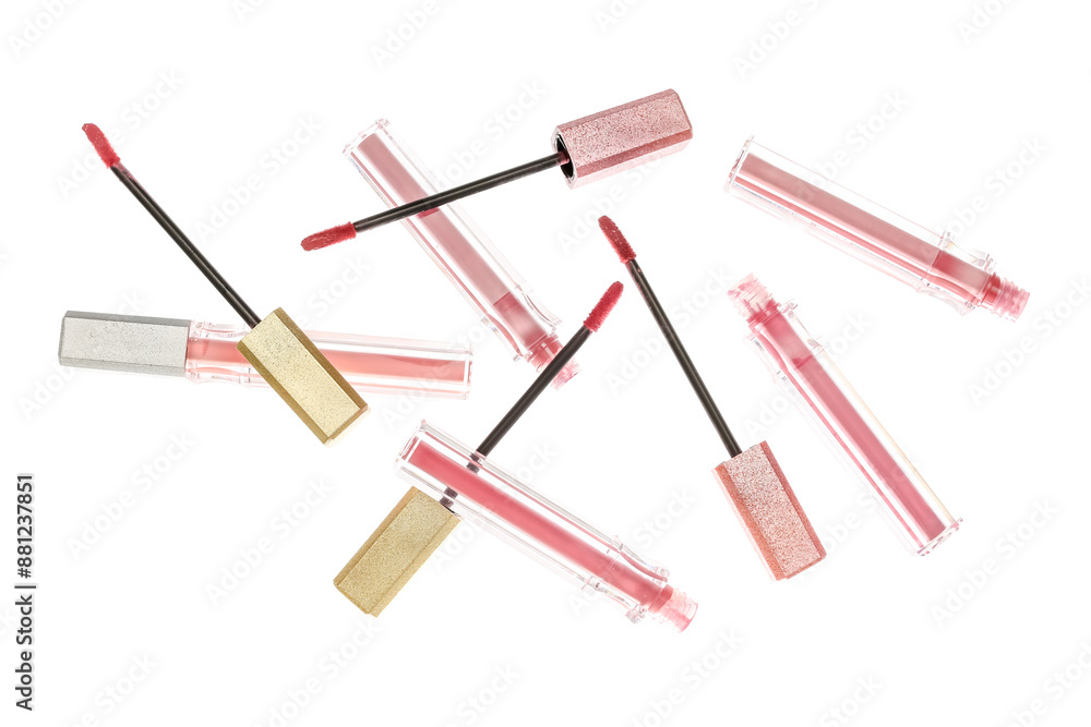 Different modern lipsticks on white background Different modern lipsticks on white background