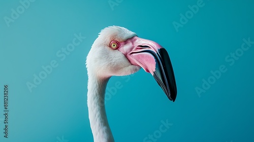 flamingo with blue background