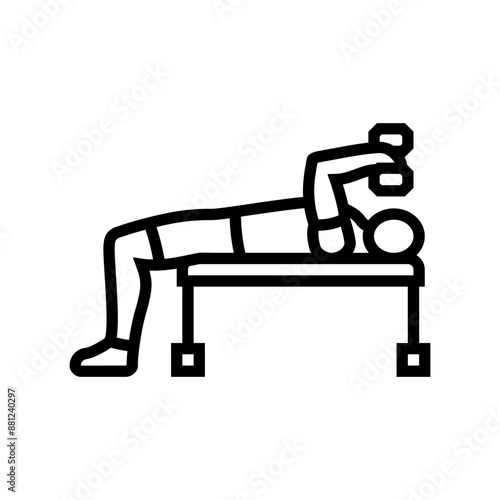 skull crushers arm fitness exercise line icon vector. skull crushers arm fitness exercise sign. isolated contour symbol black illustration